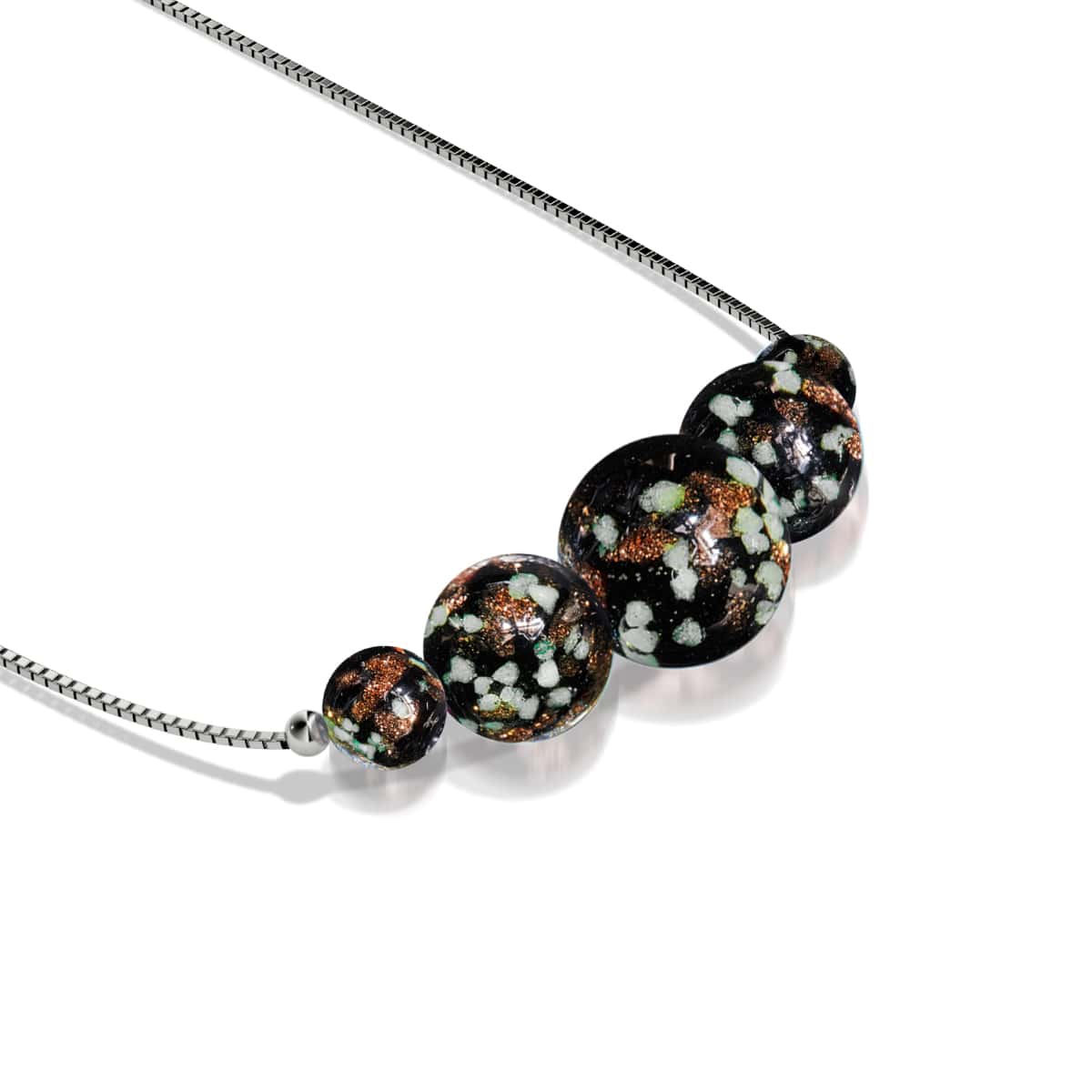 Obsidian | 925er Sterlingsilber | Glühwürmchen-Glas-Fußkettchen mit Unendlichkeitsverschluss